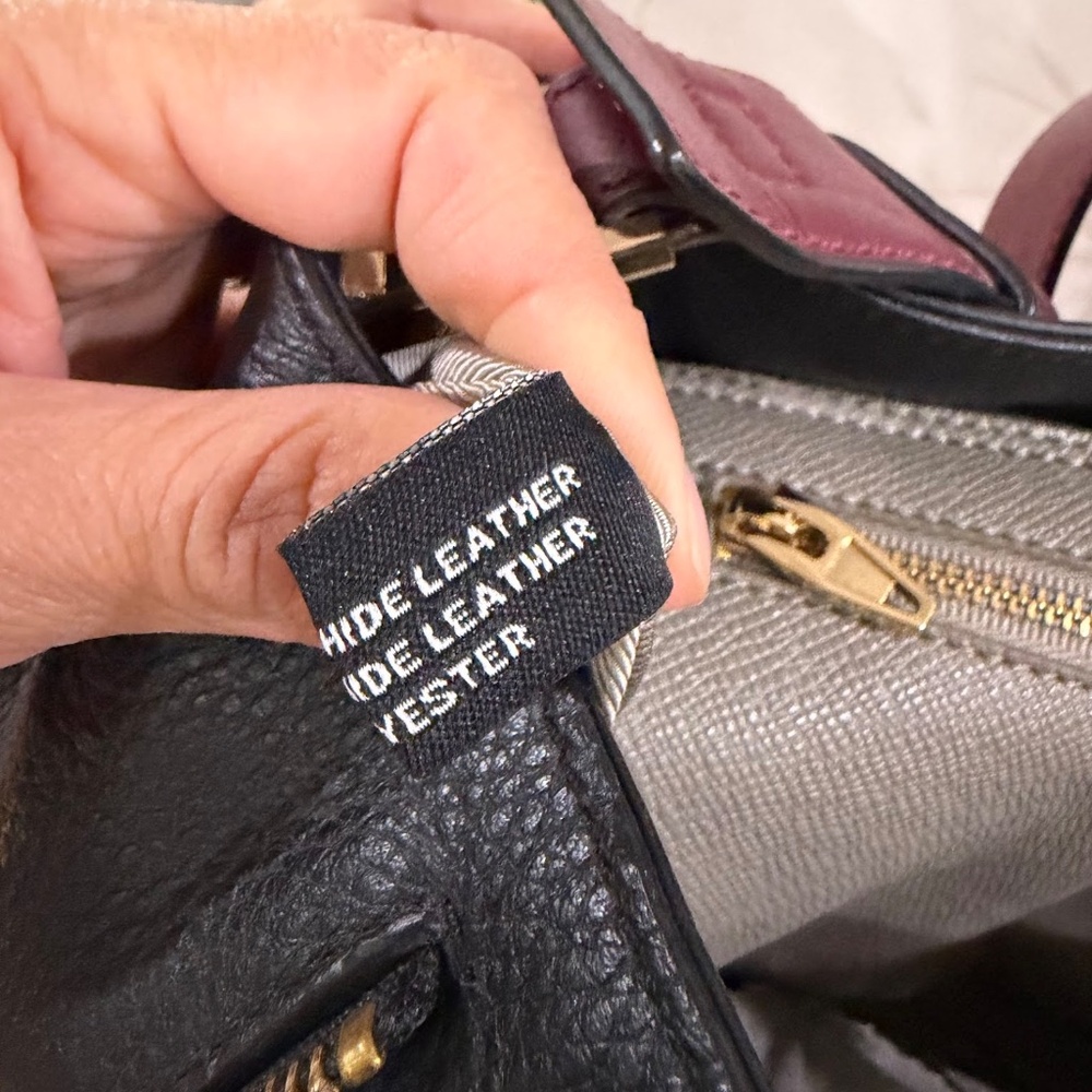 Pour La Victoire Black Leather Hobo Shoulder Bag with a Burgundy Strap - Picture 8 of 11